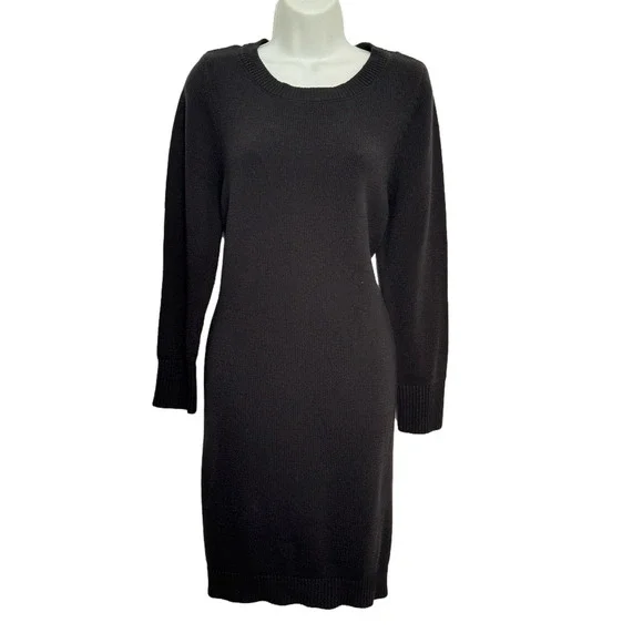 Isaac Mizrahi black knit sweater dress size large - Picture 1 of 11